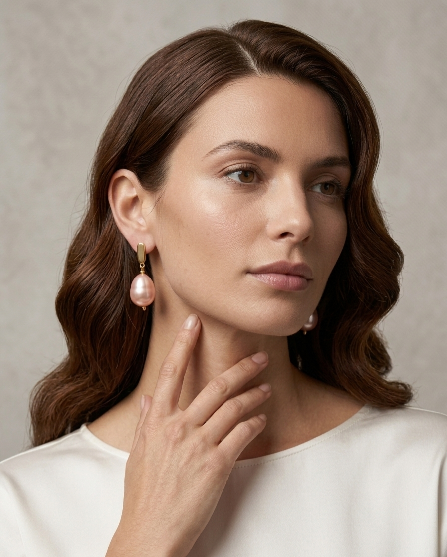 Σκουλαρίκια με ροζ χρυσό μαργαριτάρι