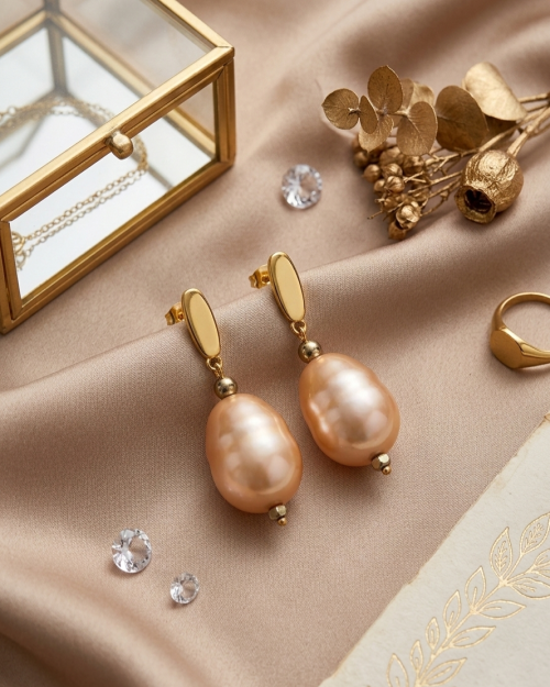 rose gold pearl earrings